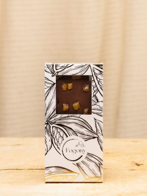 Tauleta de xocolata negra i taronja confitada